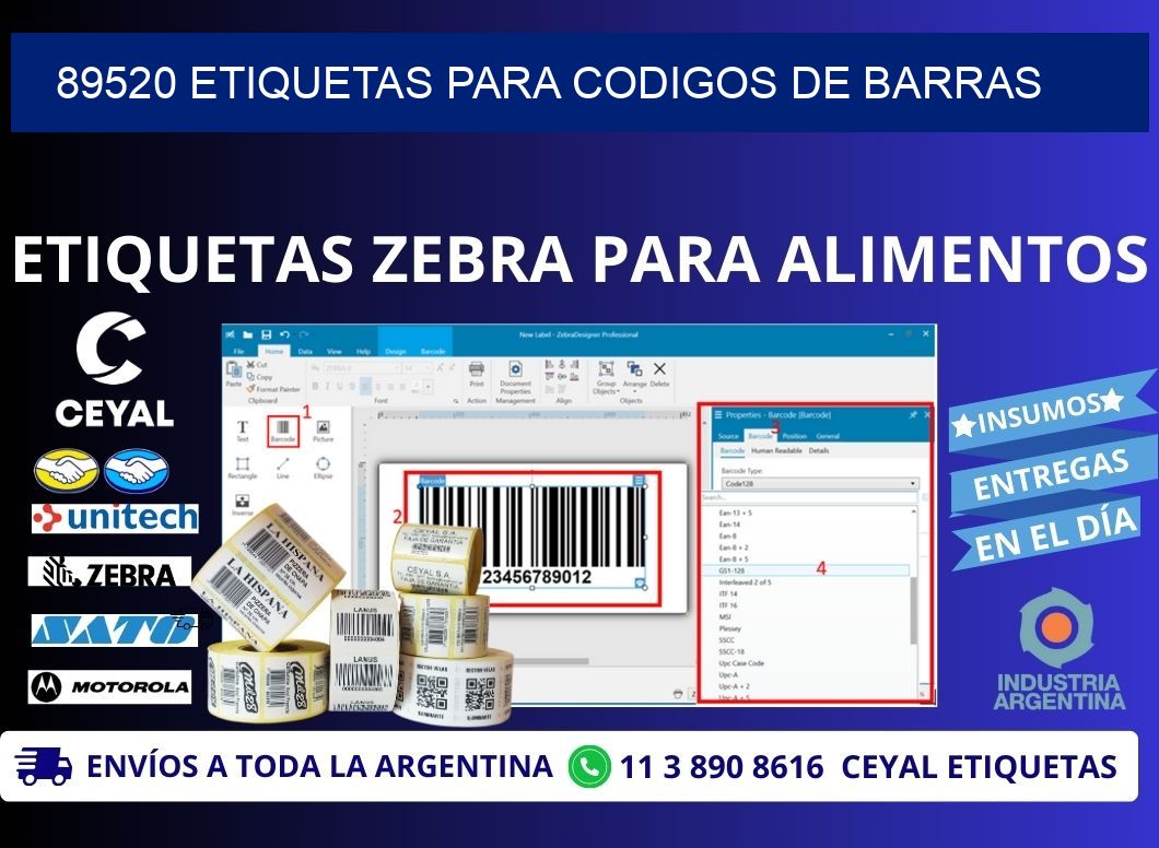 89520 ETIQUETAS PARA CODIGOS DE BARRAS