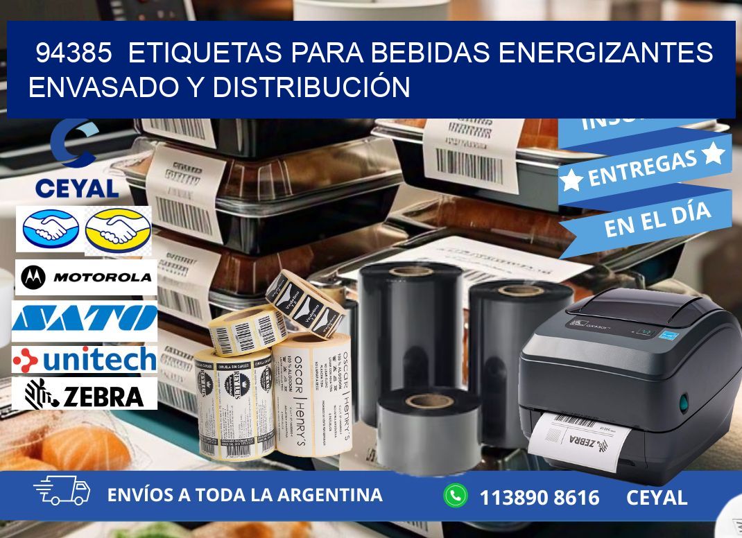94385  ETIQUETAS PARA BEBIDAS ENERGIZANTES ENVASADO Y DISTRIBUCIÓN
