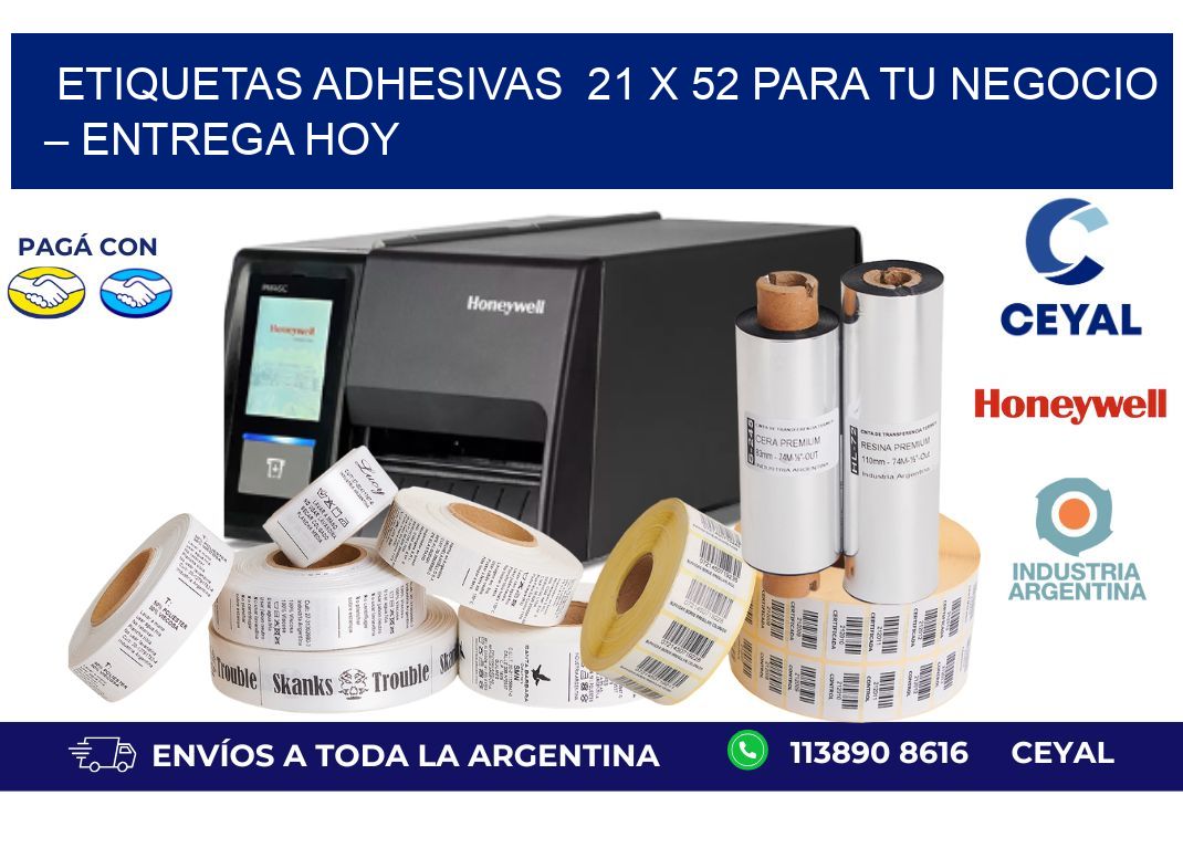 Etiquetas Adhesivas  21 x 52 para Tu Negocio – Entrega Hoy