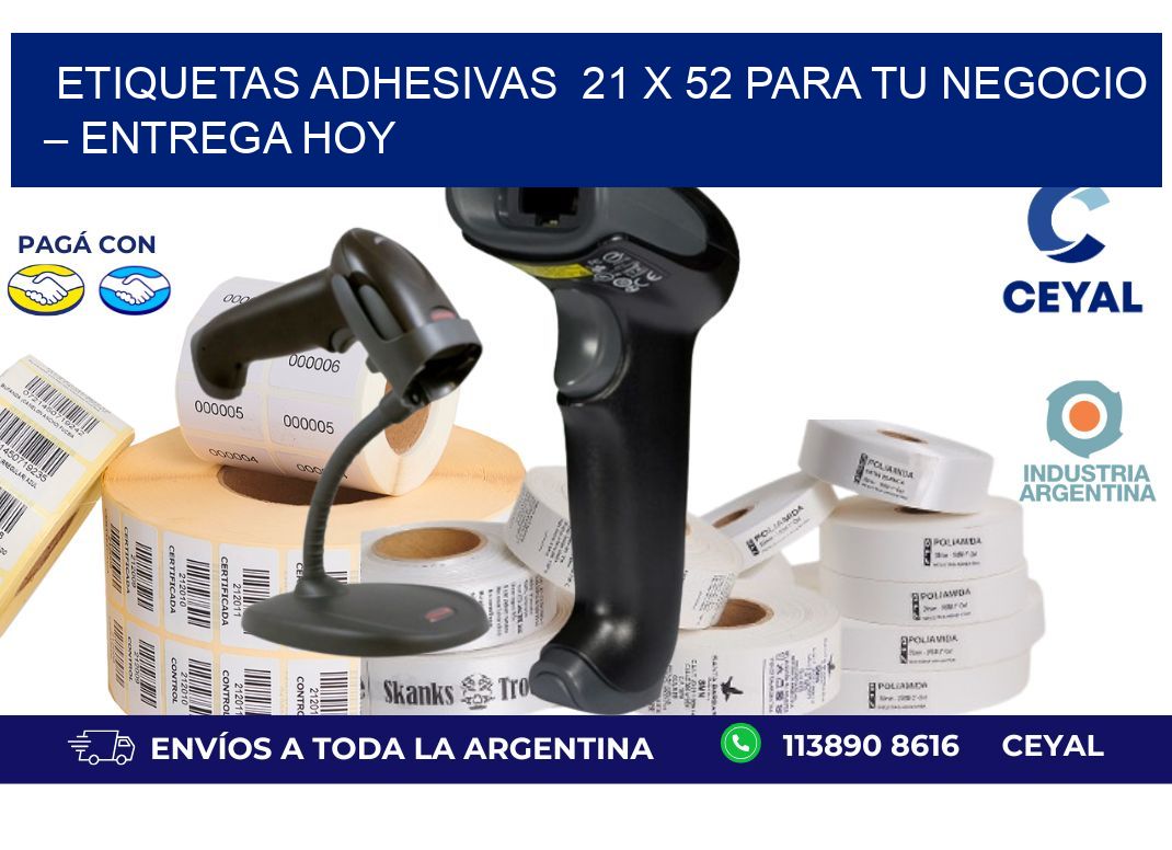 Etiquetas Adhesivas  21 x 52 para Tu Negocio – Entrega Hoy
