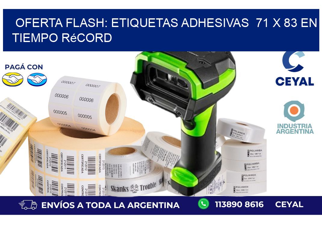 Oferta Flash: Etiquetas Adhesivas  71 x 83 en Tiempo Récord