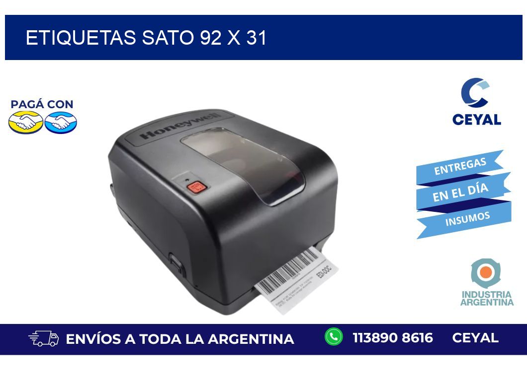 etiquetas sato 92 x 31