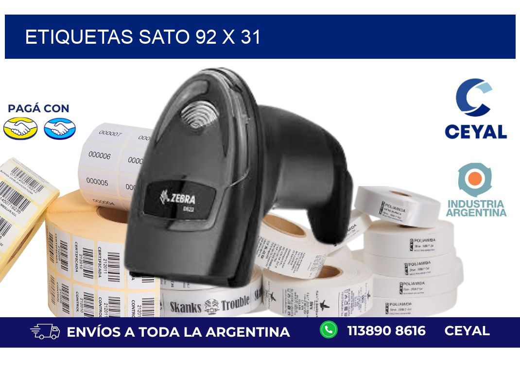 etiquetas sato 92 x 31