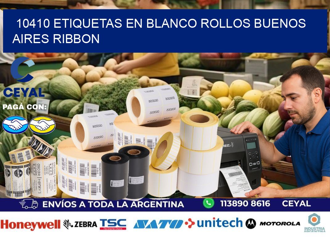 10410 ETIQUETAS EN BLANCO ROLLOS BUENOS AIRES RIBBON
