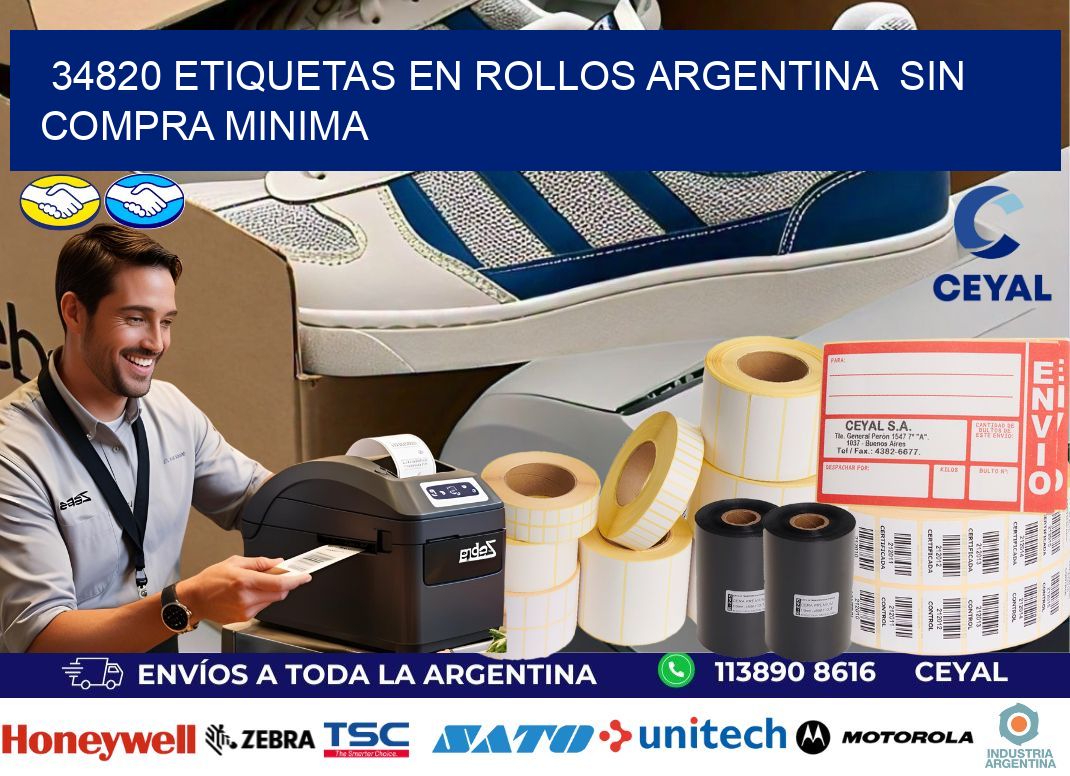 34820 ETIQUETAS EN ROLLOS ARGENTINA  SIN COMPRA MINIMA