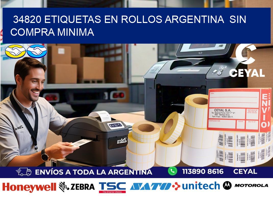 34820 ETIQUETAS EN ROLLOS ARGENTINA  SIN COMPRA MINIMA