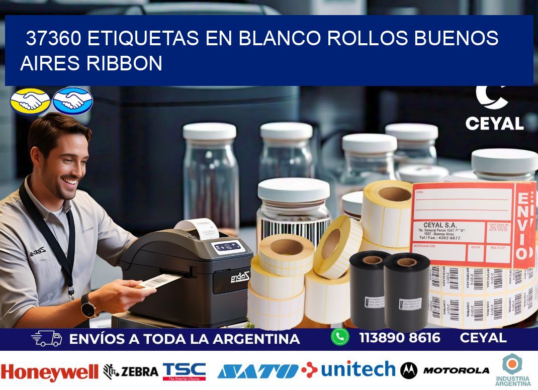 37360 ETIQUETAS EN BLANCO ROLLOS BUENOS AIRES RIBBON