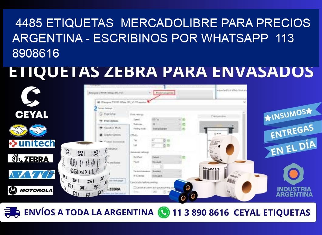 4485 ETIQUETAS  MERCADOLIBRE PARA PRECIOS ARGENTINA - ESCRIBINOS POR WHATSAPP  113 8908616