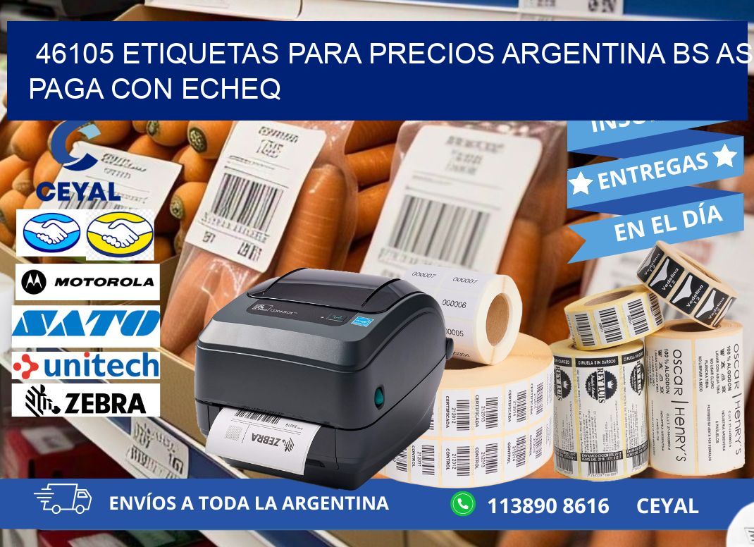 46105 ETIQUETAS PARA PRECIOS ARGENTINA BS AS PAGA CON ECHEQ