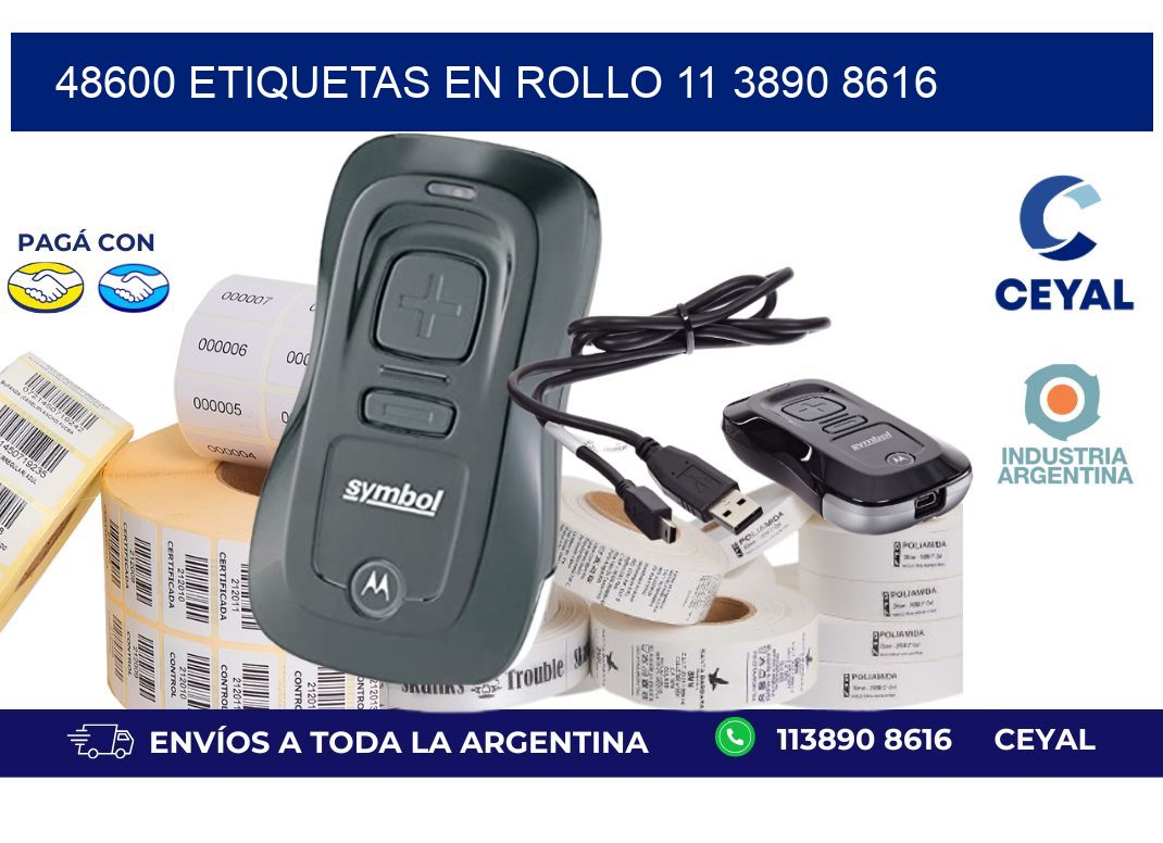 48600 ETIQUETAS EN ROLLO 11 3890 8616