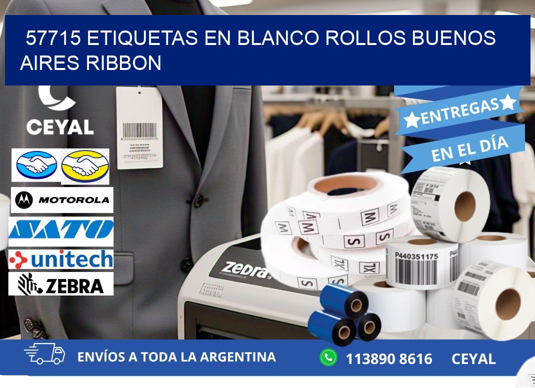57715 ETIQUETAS EN BLANCO ROLLOS BUENOS AIRES RIBBON