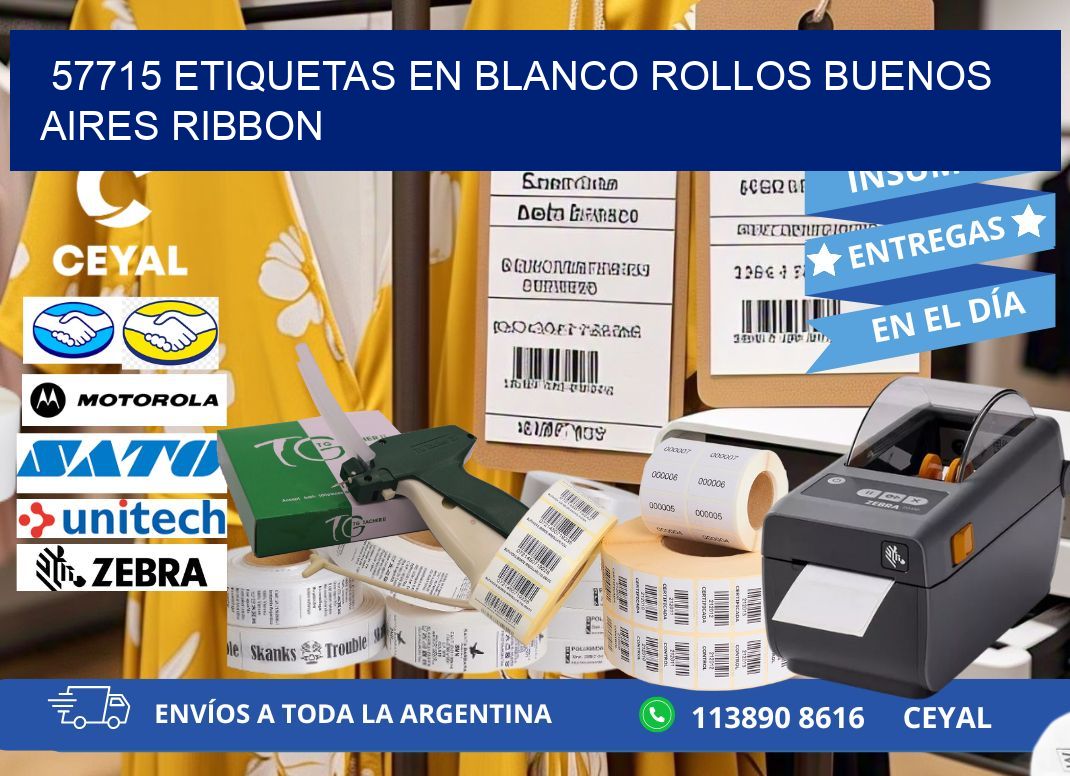57715 ETIQUETAS EN BLANCO ROLLOS BUENOS AIRES RIBBON