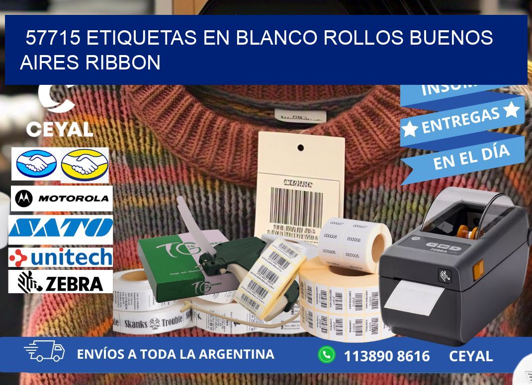 57715 ETIQUETAS EN BLANCO ROLLOS BUENOS AIRES RIBBON