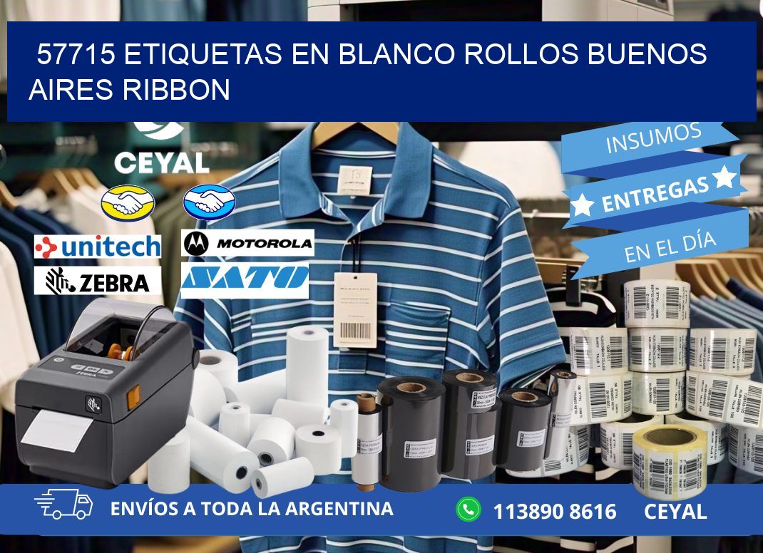 57715 ETIQUETAS EN BLANCO ROLLOS BUENOS AIRES RIBBON
