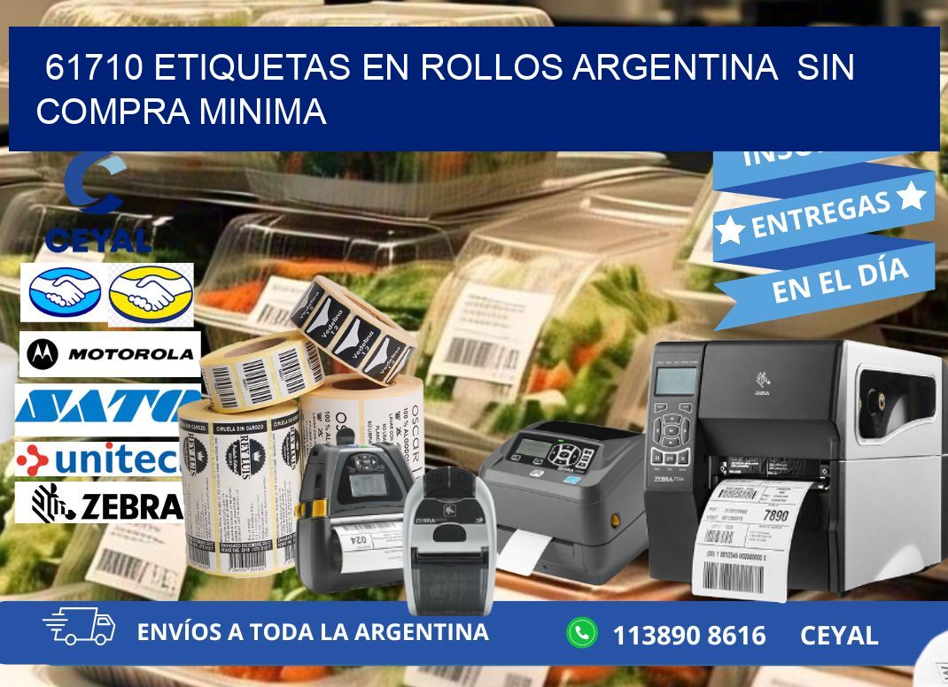 61710 ETIQUETAS EN ROLLOS ARGENTINA  SIN COMPRA MINIMA