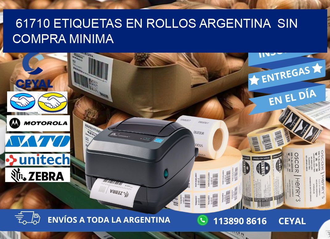 61710 ETIQUETAS EN ROLLOS ARGENTINA  SIN COMPRA MINIMA