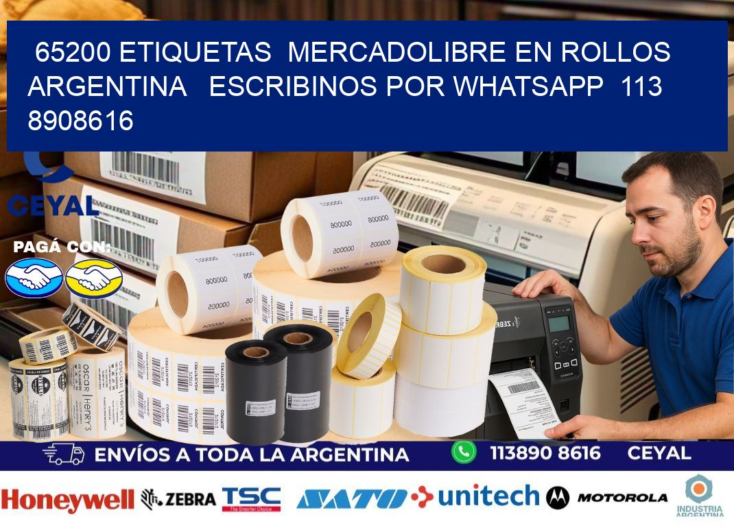 65200 ETIQUETAS  MERCADOLIBRE EN ROLLOS ARGENTINA   ESCRIBINOS POR WHATSAPP  113 8908616
