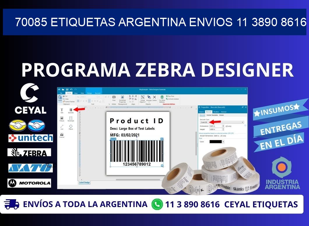 70085 ETIQUETAS ARGENTINA ENVIOS 11 3890 8616