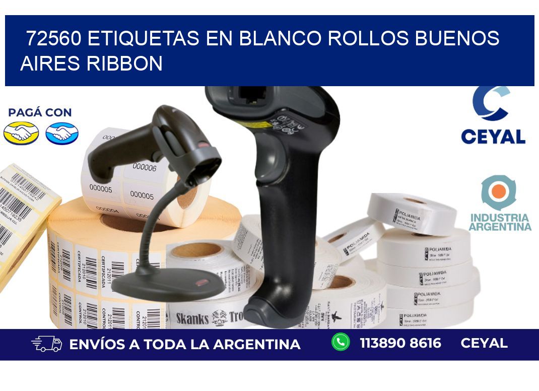 72560 ETIQUETAS EN BLANCO ROLLOS BUENOS AIRES RIBBON