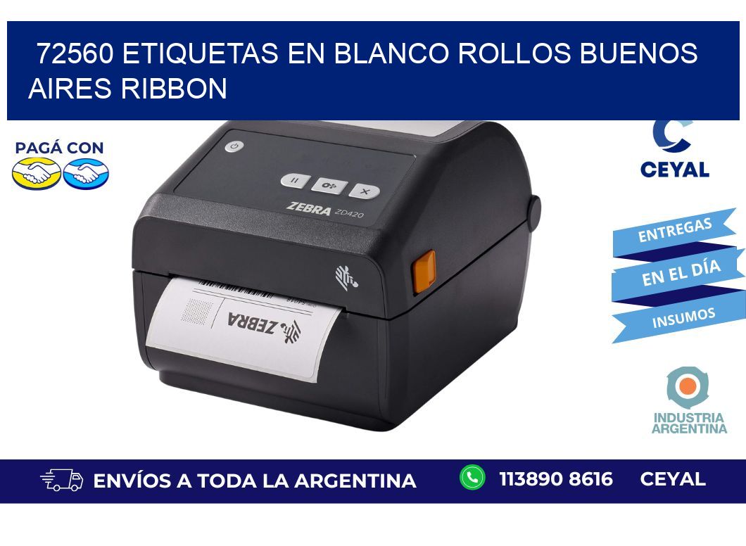 72560 ETIQUETAS EN BLANCO ROLLOS BUENOS AIRES RIBBON