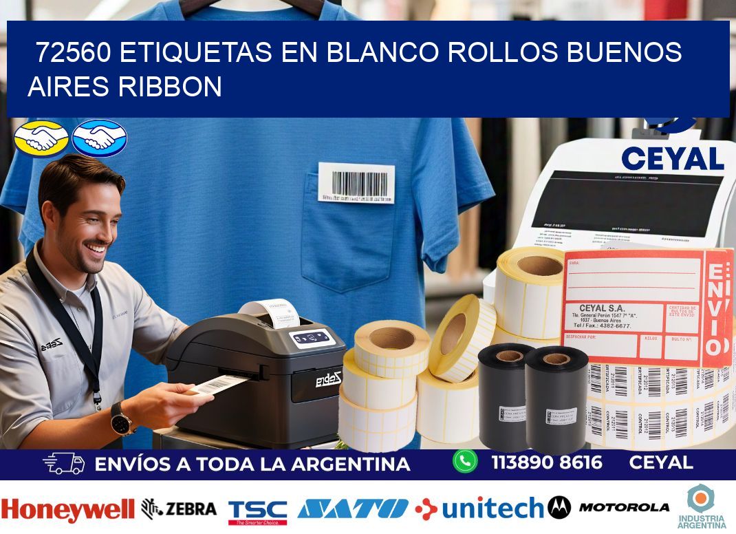 72560 ETIQUETAS EN BLANCO ROLLOS BUENOS AIRES RIBBON
