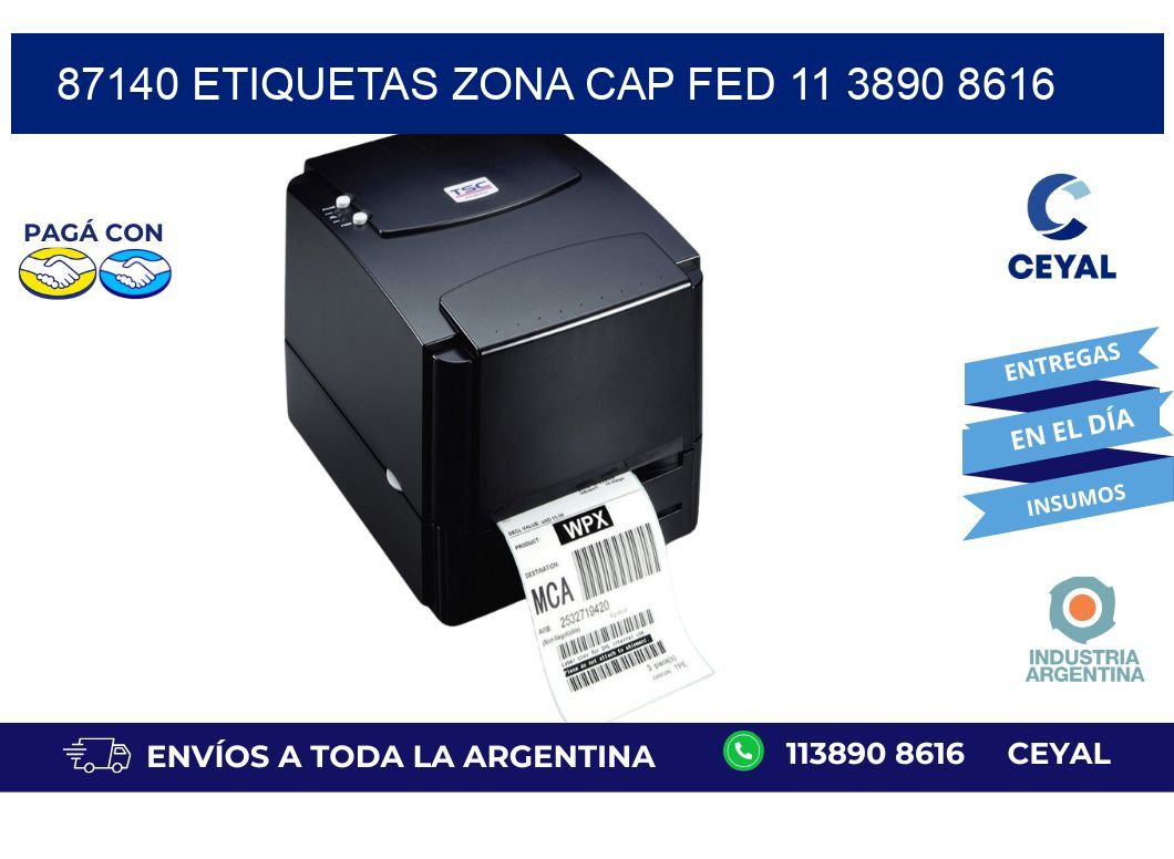 87140 ETIQUETAS ZONA CAP FED 11 3890 8616