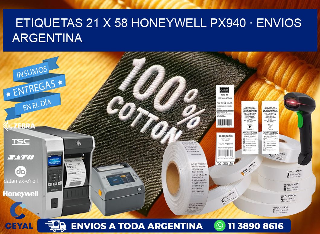 ETIQUETAS 21 x 58 HONEYWELL PX940 · ENVIOS ARGENTINA