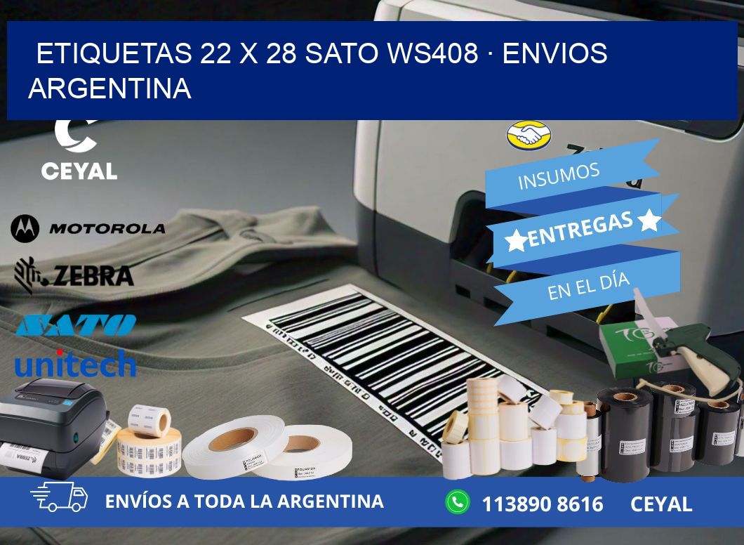 ETIQUETAS 22 x 28 SATO WS408 · ENVIOS ARGENTINA