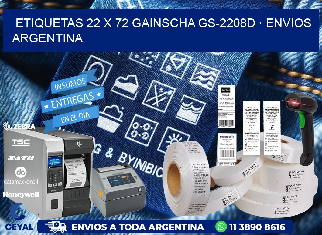 ETIQUETAS 22 x 72 GAINSCHA GS-2208D · ENVIOS ARGENTINA