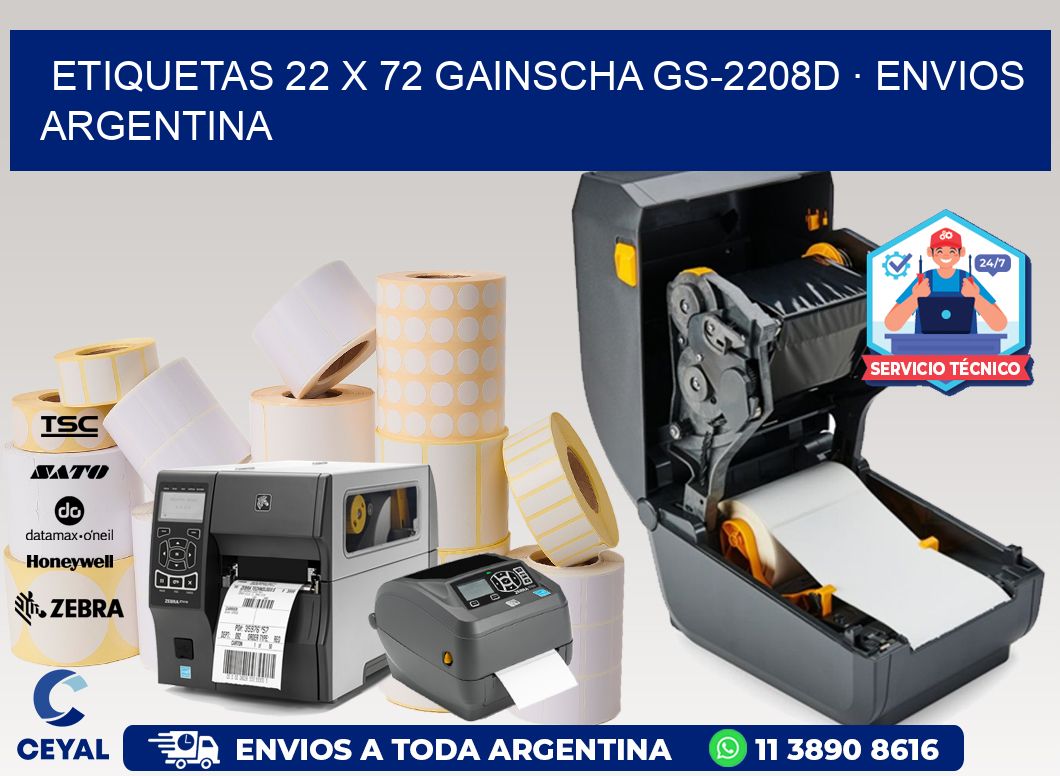 ETIQUETAS 22 x 72 GAINSCHA GS-2208D · ENVIOS ARGENTINA