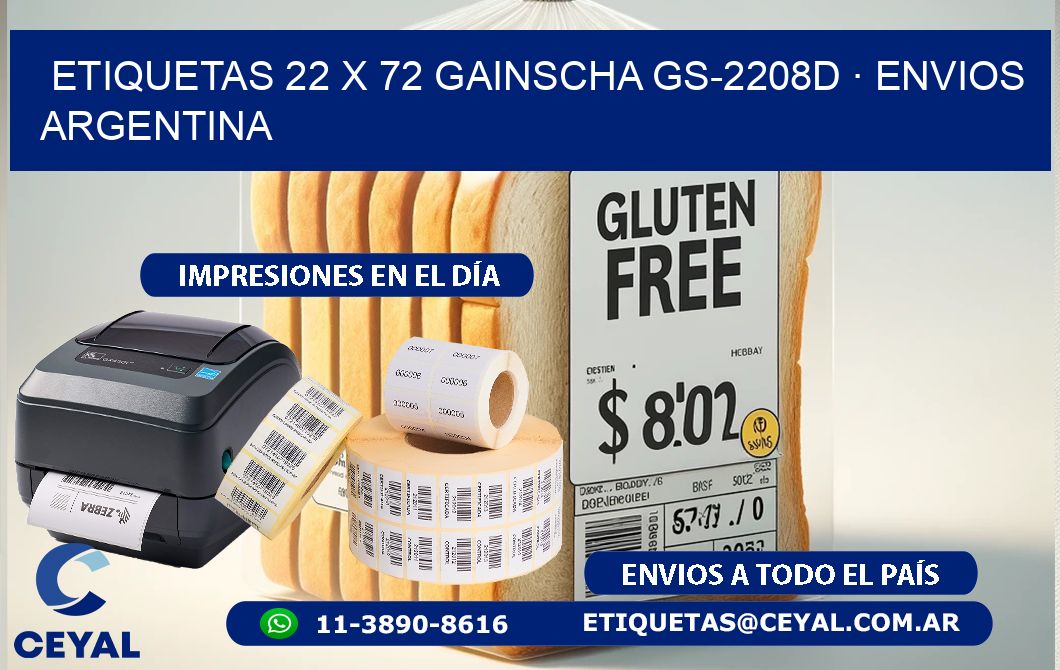 ETIQUETAS 22 x 72 GAINSCHA GS-2208D · ENVIOS ARGENTINA
