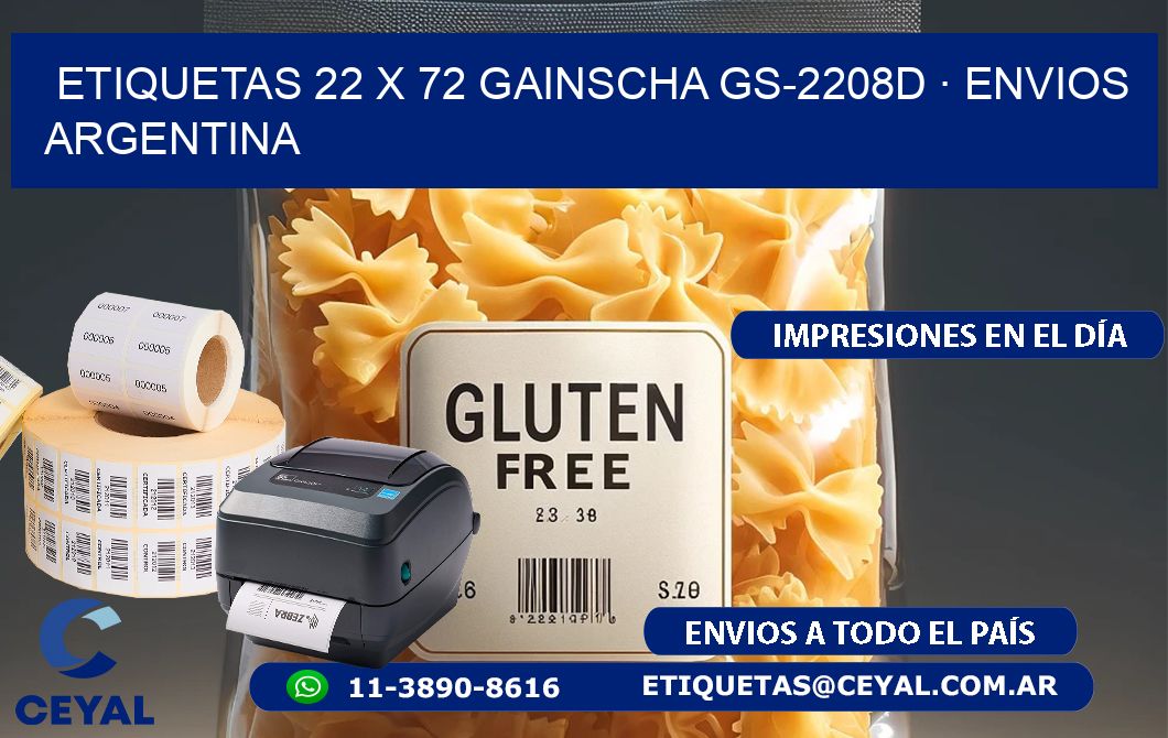ETIQUETAS 22 x 72 GAINSCHA GS-2208D · ENVIOS ARGENTINA