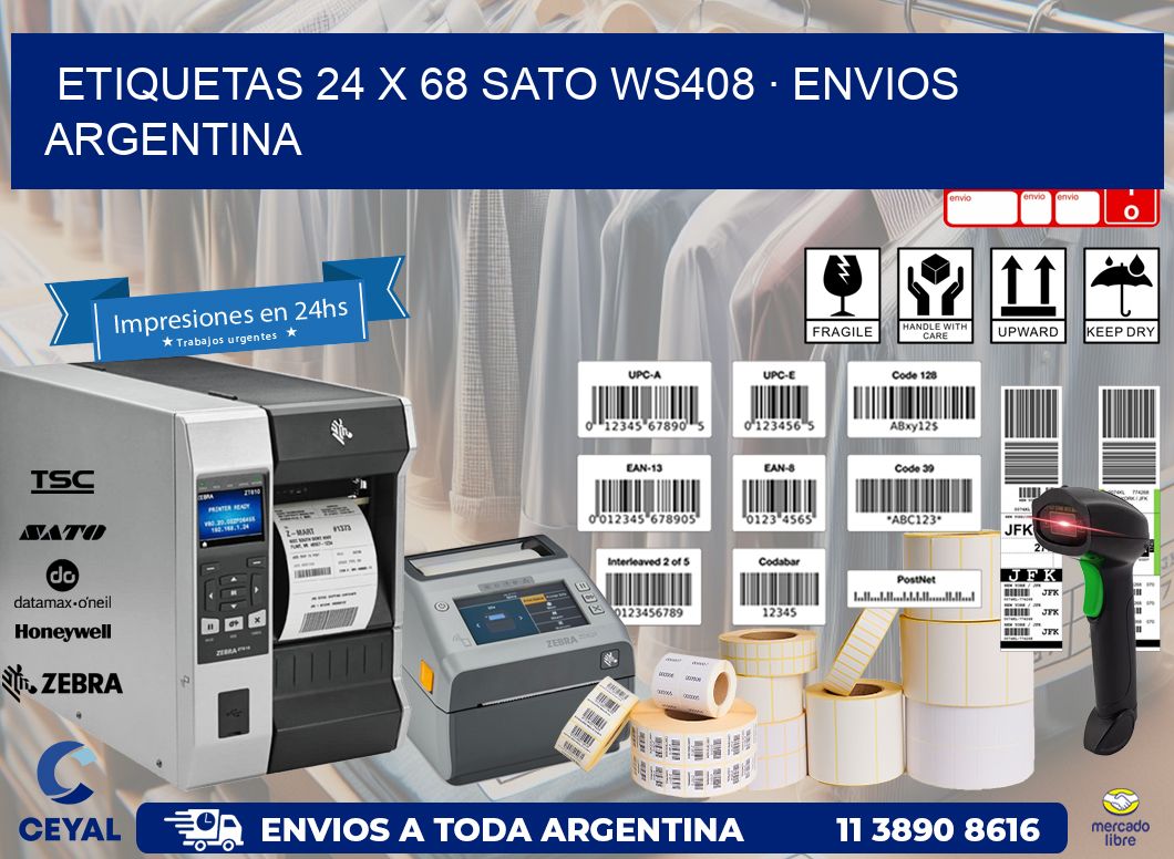 ETIQUETAS 24 x 68 SATO WS408 · ENVIOS ARGENTINA