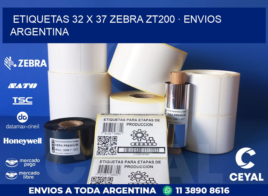 ETIQUETAS 32 x 37 ZEBRA ZT200 · ENVIOS ARGENTINA