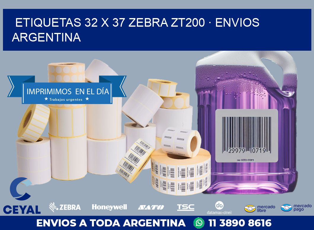 ETIQUETAS 32 x 37 ZEBRA ZT200 · ENVIOS ARGENTINA