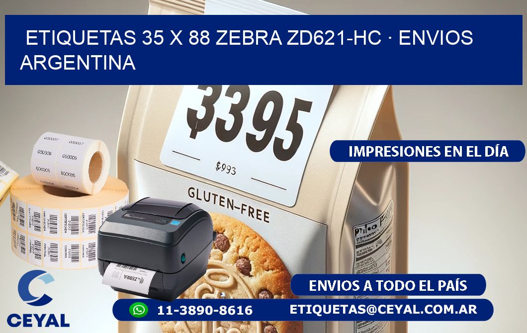 ETIQUETAS 35 x 88 ZEBRA ZD621-HC · ENVIOS ARGENTINA