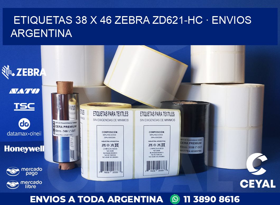 ETIQUETAS 38 x 46 ZEBRA ZD621-HC · ENVIOS ARGENTINA