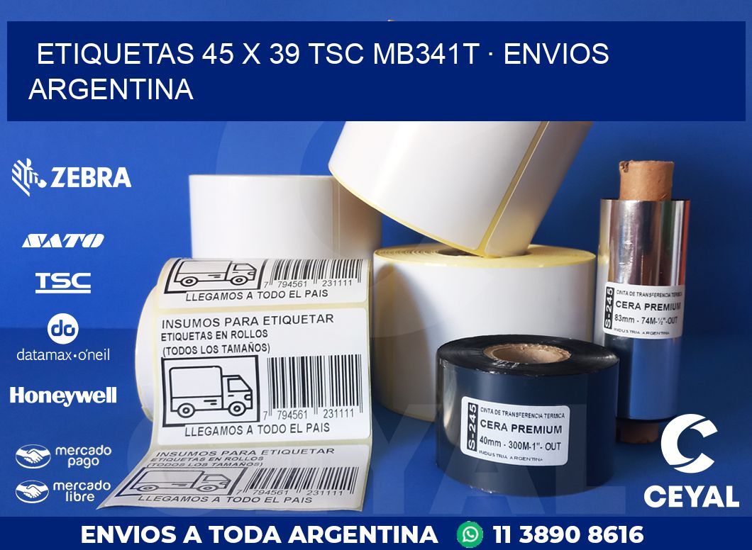 ETIQUETAS 45 x 39 TSC MB341T · ENVIOS ARGENTINA