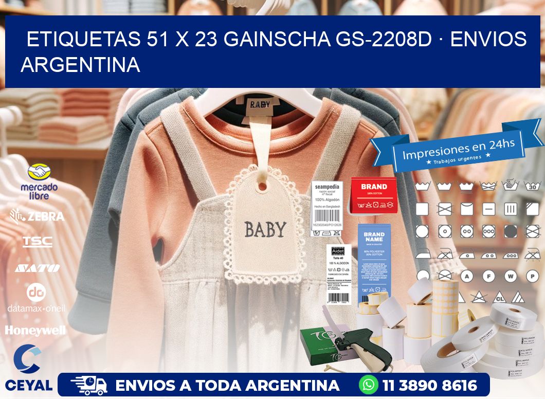 ETIQUETAS 51 x 23 GAINSCHA GS-2208D · ENVIOS ARGENTINA