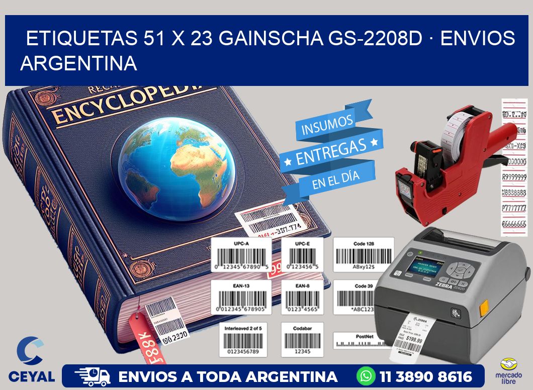 ETIQUETAS 51 x 23 GAINSCHA GS-2208D · ENVIOS ARGENTINA