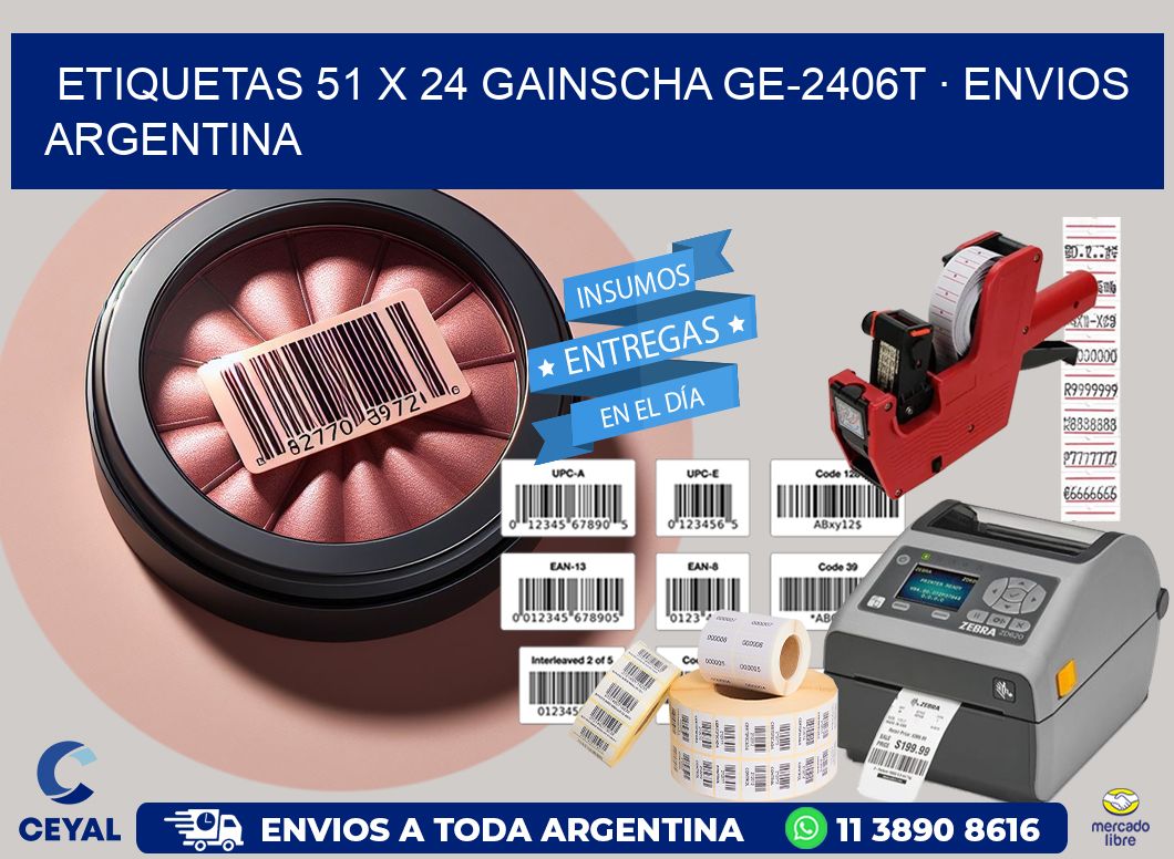 ETIQUETAS 51 x 24 GAINSCHA GE-2406T · ENVIOS ARGENTINA