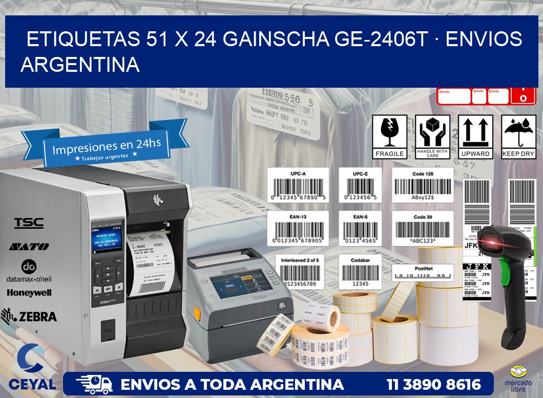 ETIQUETAS 51 x 24 GAINSCHA GE-2406T · ENVIOS ARGENTINA