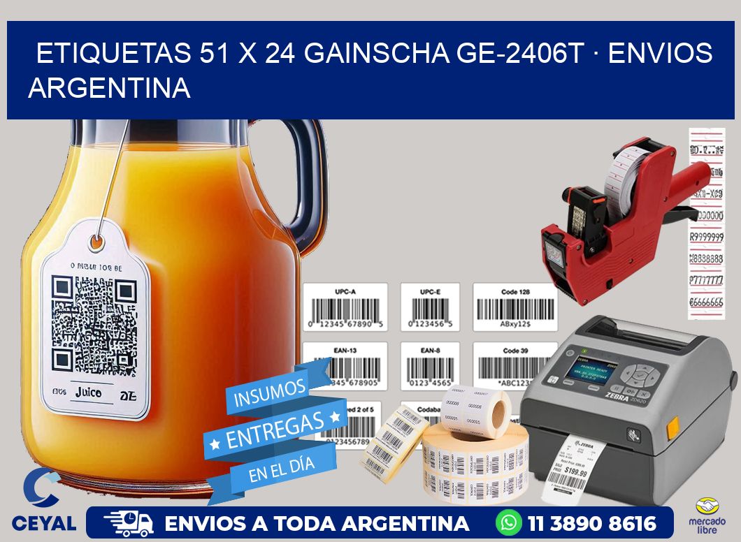 ETIQUETAS 51 x 24 GAINSCHA GE-2406T · ENVIOS ARGENTINA
