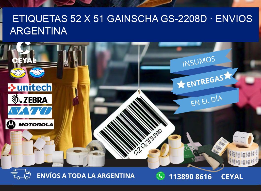 ETIQUETAS 52 x 51 GAINSCHA GS-2208D · ENVIOS ARGENTINA