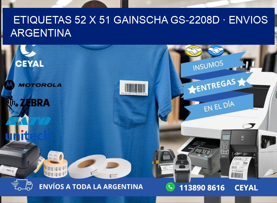 ETIQUETAS 52 x 51 GAINSCHA GS-2208D · ENVIOS ARGENTINA