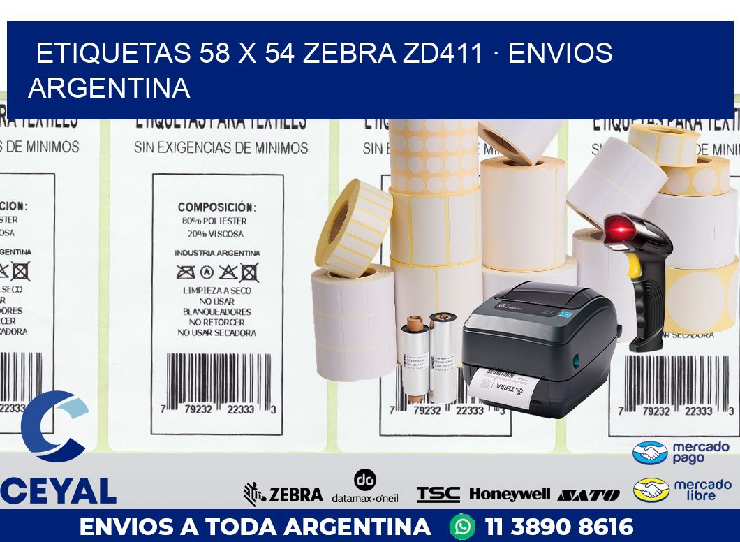 ETIQUETAS 58 x 54 ZEBRA ZD411 · ENVIOS ARGENTINA