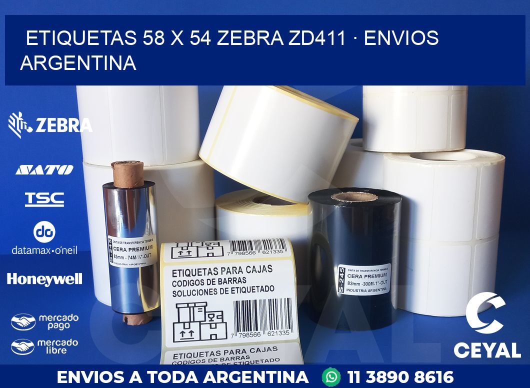 ETIQUETAS 58 x 54 ZEBRA ZD411 · ENVIOS ARGENTINA
