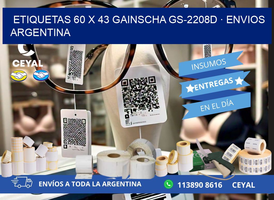 ETIQUETAS 60 x 43 GAINSCHA GS-2208D · ENVIOS ARGENTINA