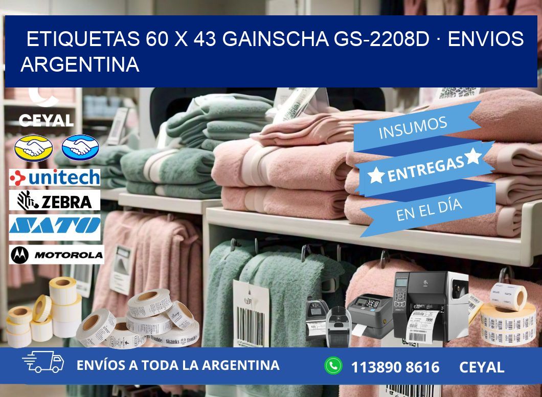 ETIQUETAS 60 x 43 GAINSCHA GS-2208D · ENVIOS ARGENTINA