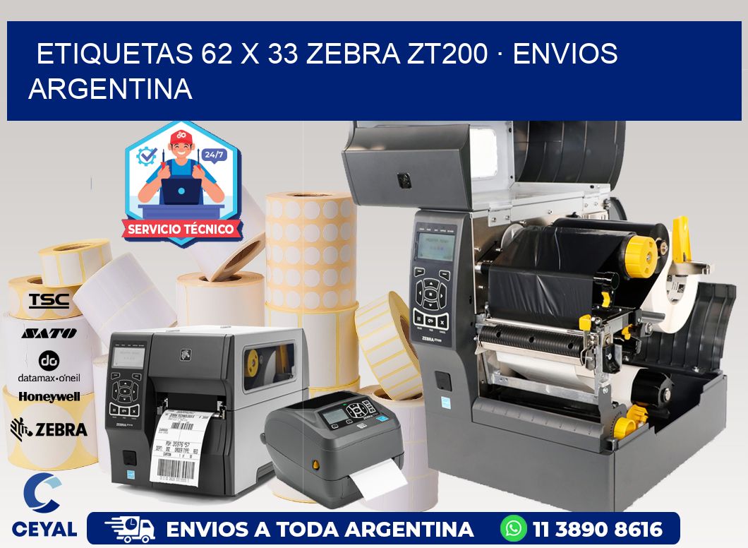 ETIQUETAS 62 x 33 ZEBRA ZT200 · ENVIOS ARGENTINA